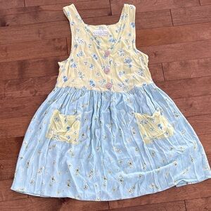 Vintage Yellow and Light Blue Floral Sundress